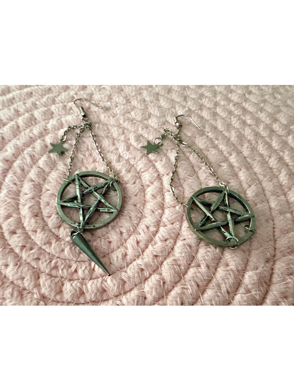 Gothic Pentagram Dangle Earrings with Star Spike Charm Punk